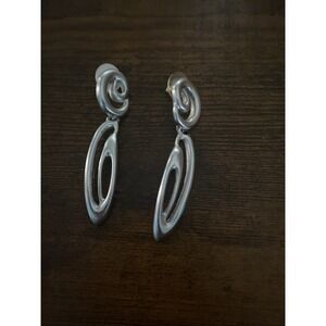 Anne Klein Silver Tone with Swirl and/or oval Loop Drop Pierced Earrings